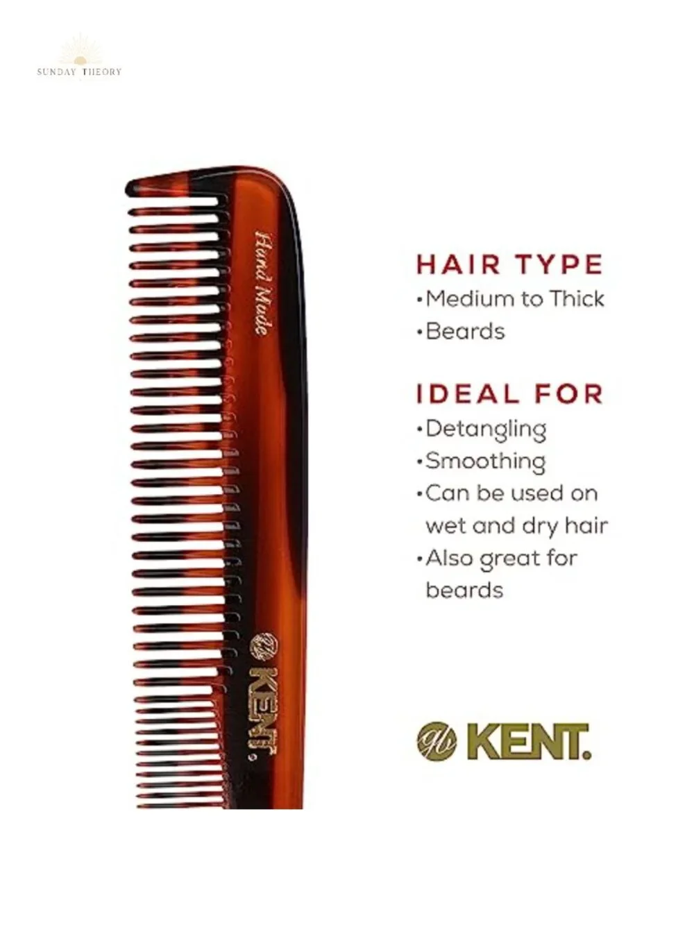 Large Handmade Hair Comb Cellulose Acetate Saw-Cut Detangler Wet Dry Grooming